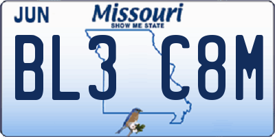 MO license plate BL3C8M