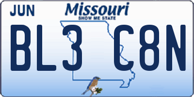 MO license plate BL3C8N