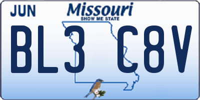 MO license plate BL3C8V