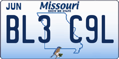 MO license plate BL3C9L