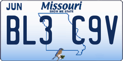 MO license plate BL3C9V