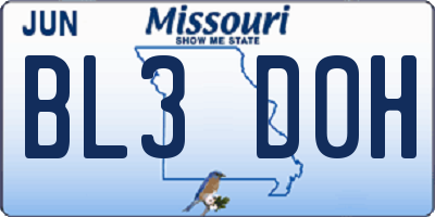 MO license plate BL3D0H