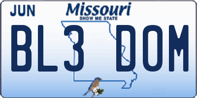MO license plate BL3D0M