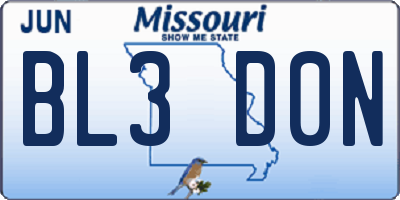 MO license plate BL3D0N