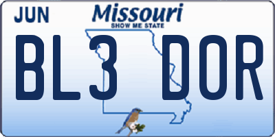 MO license plate BL3D0R
