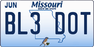MO license plate BL3D0T