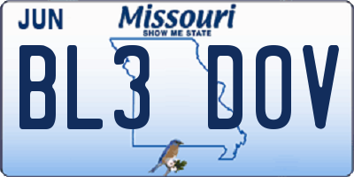 MO license plate BL3D0V