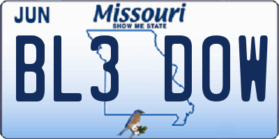 MO license plate BL3D0W
