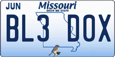 MO license plate BL3D0X