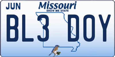MO license plate BL3D0Y