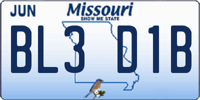 MO license plate BL3D1B