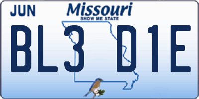 MO license plate BL3D1E