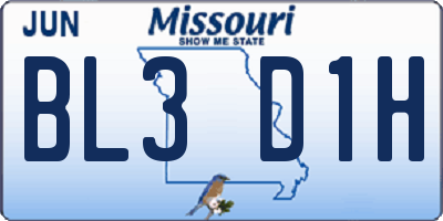 MO license plate BL3D1H