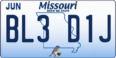 MO license plate BL3D1J