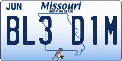 MO license plate BL3D1M