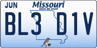 MO license plate BL3D1V