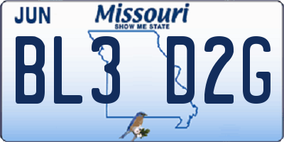 MO license plate BL3D2G