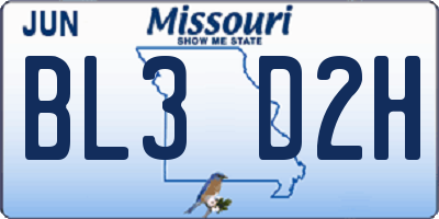 MO license plate BL3D2H