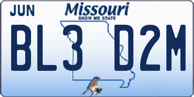 MO license plate BL3D2M