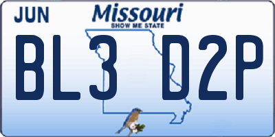 MO license plate BL3D2P