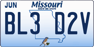 MO license plate BL3D2V