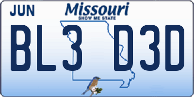 MO license plate BL3D3D