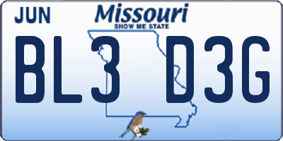 MO license plate BL3D3G