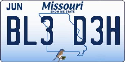 MO license plate BL3D3H