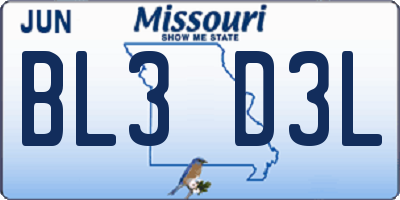 MO license plate BL3D3L