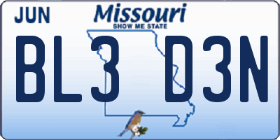 MO license plate BL3D3N