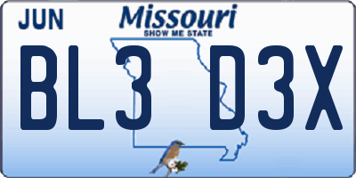 MO license plate BL3D3X