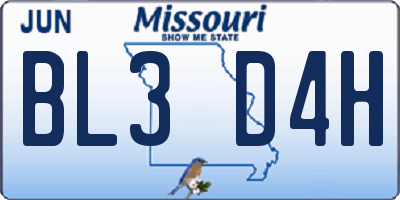MO license plate BL3D4H