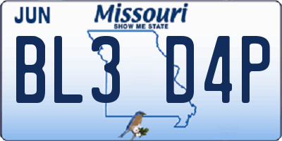 MO license plate BL3D4P