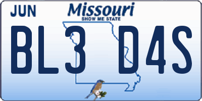 MO license plate BL3D4S