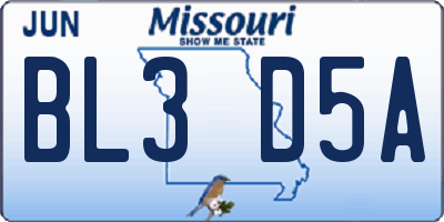 MO license plate BL3D5A