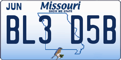 MO license plate BL3D5B