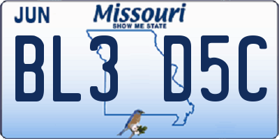 MO license plate BL3D5C