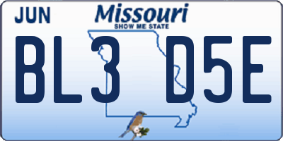 MO license plate BL3D5E