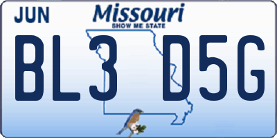 MO license plate BL3D5G