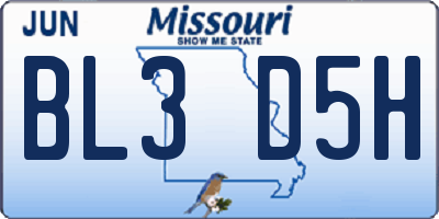 MO license plate BL3D5H
