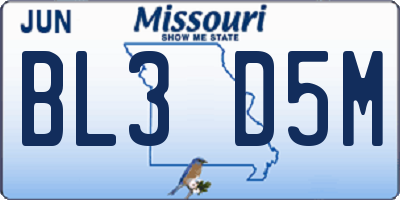 MO license plate BL3D5M