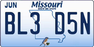 MO license plate BL3D5N
