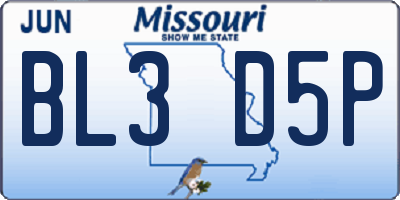 MO license plate BL3D5P