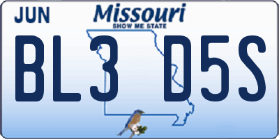 MO license plate BL3D5S