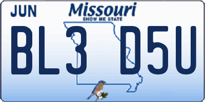 MO license plate BL3D5U