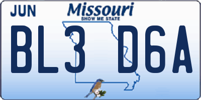MO license plate BL3D6A