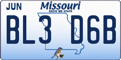 MO license plate BL3D6B