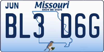 MO license plate BL3D6G