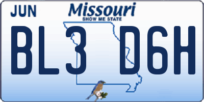 MO license plate BL3D6H