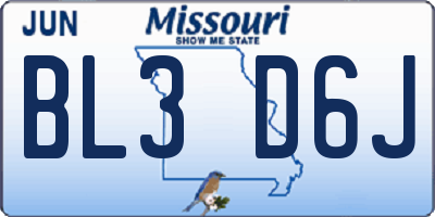 MO license plate BL3D6J